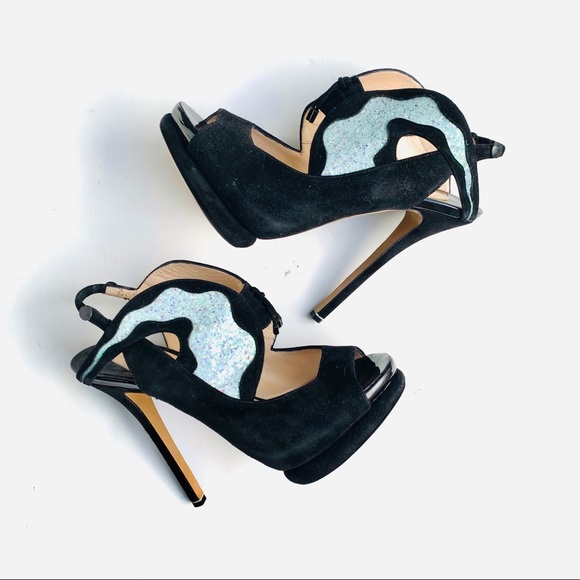 Nicholas Kirkwood Glitter Cutout Heels 37 - Picture 3 of 8
